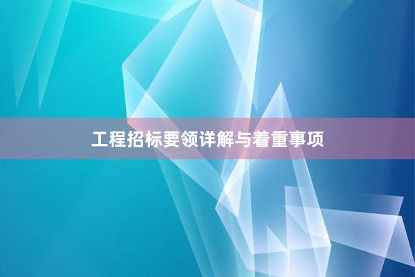 工程招标要领详解与着重事项